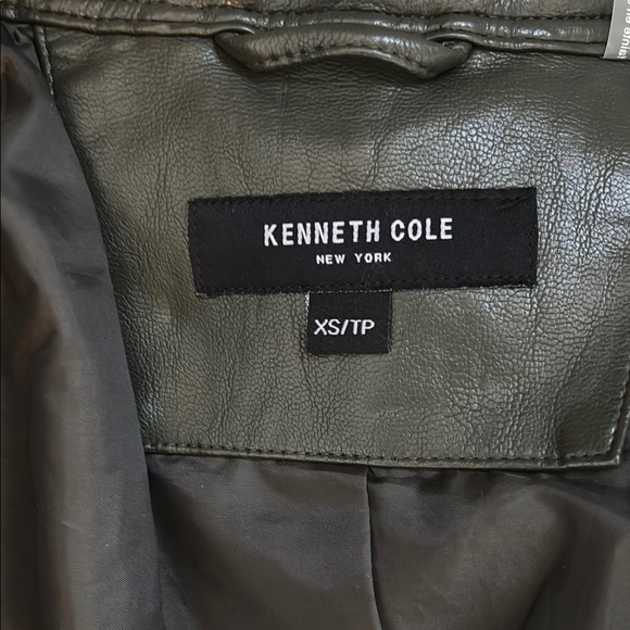 Women's Army Green Vegan Leather Jacket Kenneth Cole XS - Picture 10 of 11